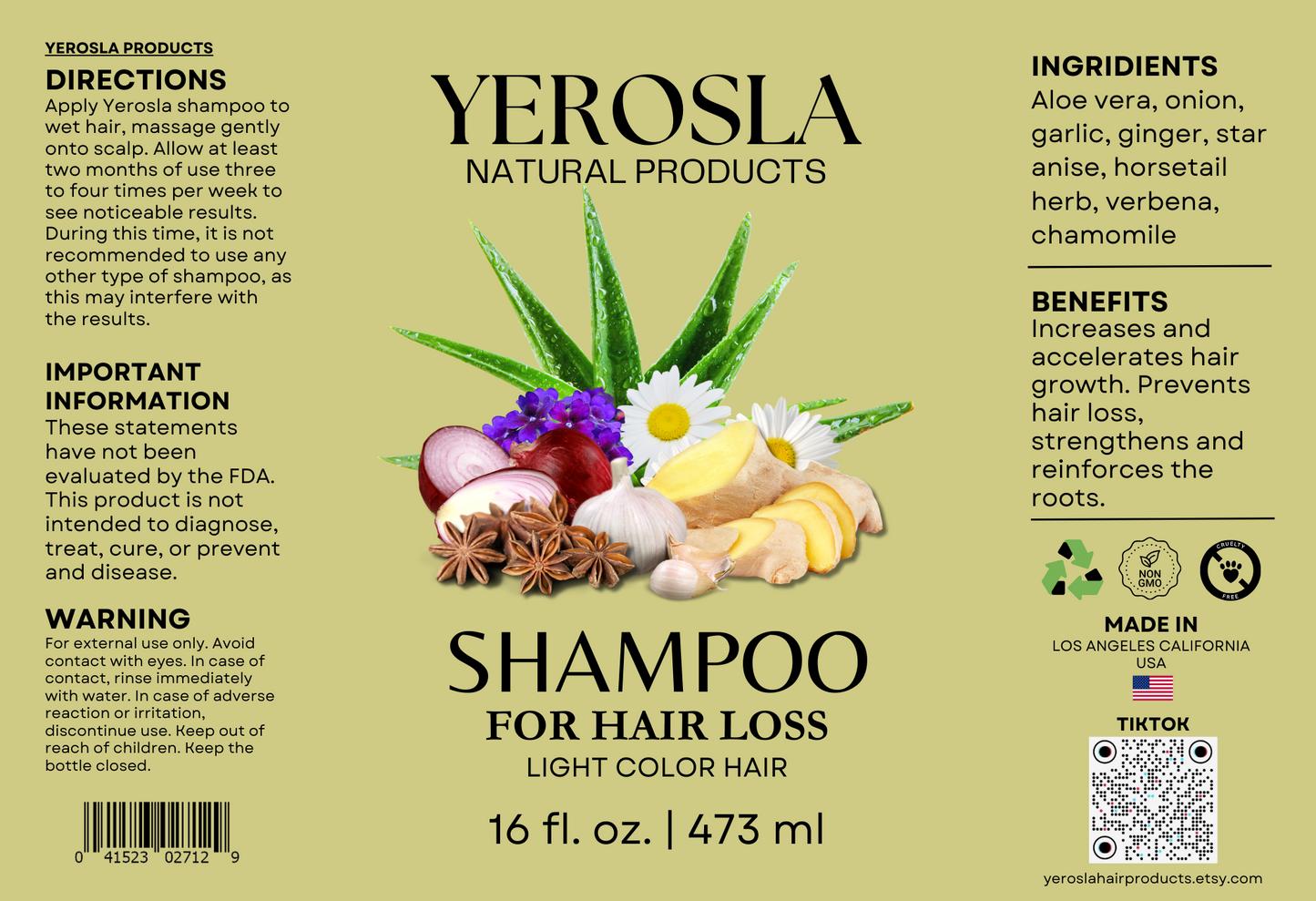Chamomile Shampoo & Conditioner for hair loss and growth